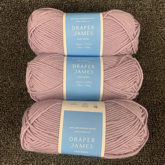 Draper James Other - Lot Of 3 Draper James Cozy Wool, Orchid Bloom, Merino Wool And Acrylic Yarn New